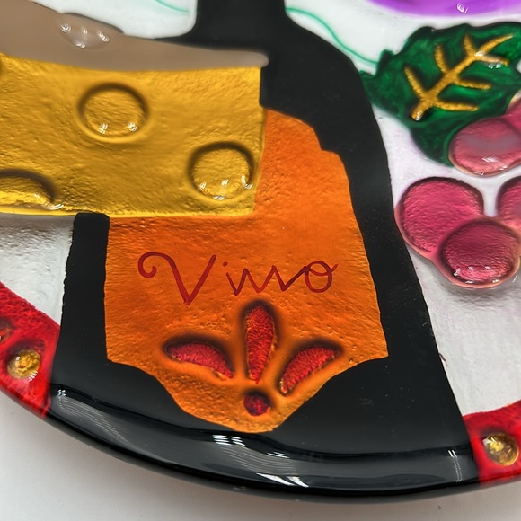 Lori Siebert for Sylvestri Platter Vino Wine & Cheese Fused Glass Art Glass NWT - Picture 13 of 16